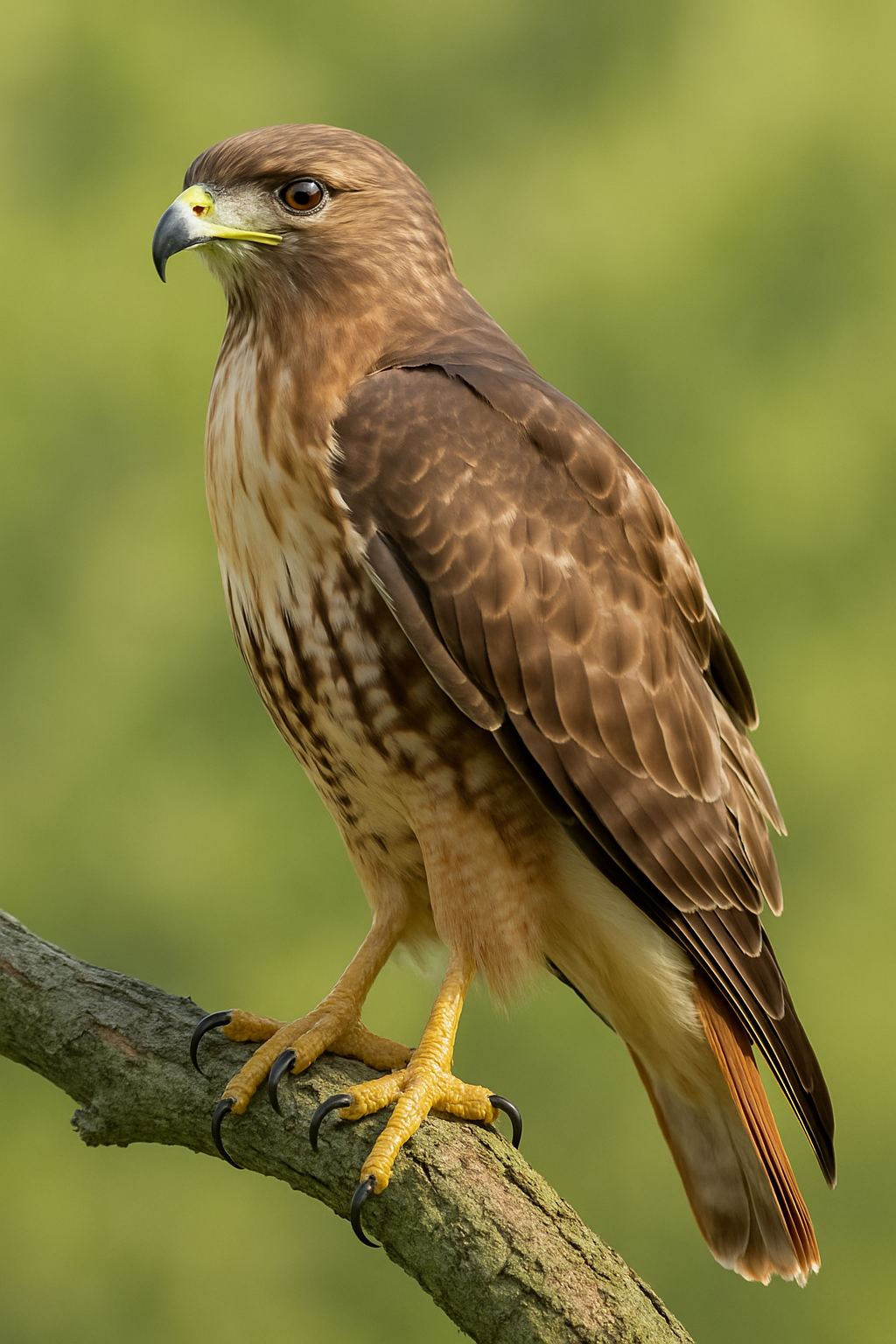 Hawk showing hooked beak and talons