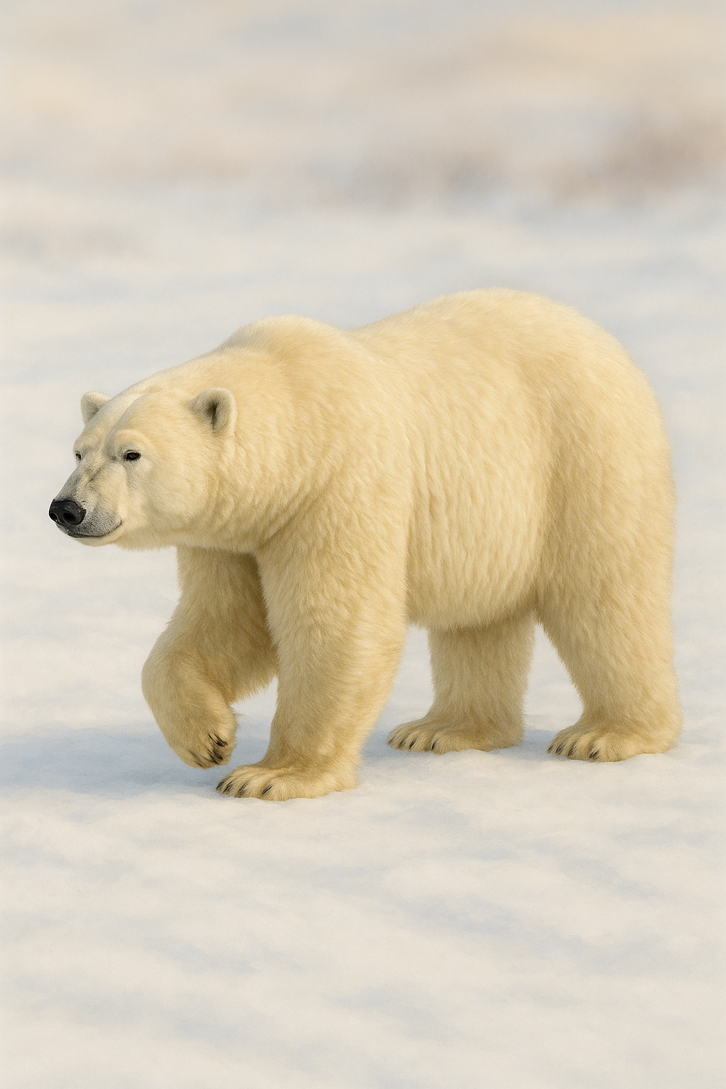 Polar bear showing thick fur and large paws
