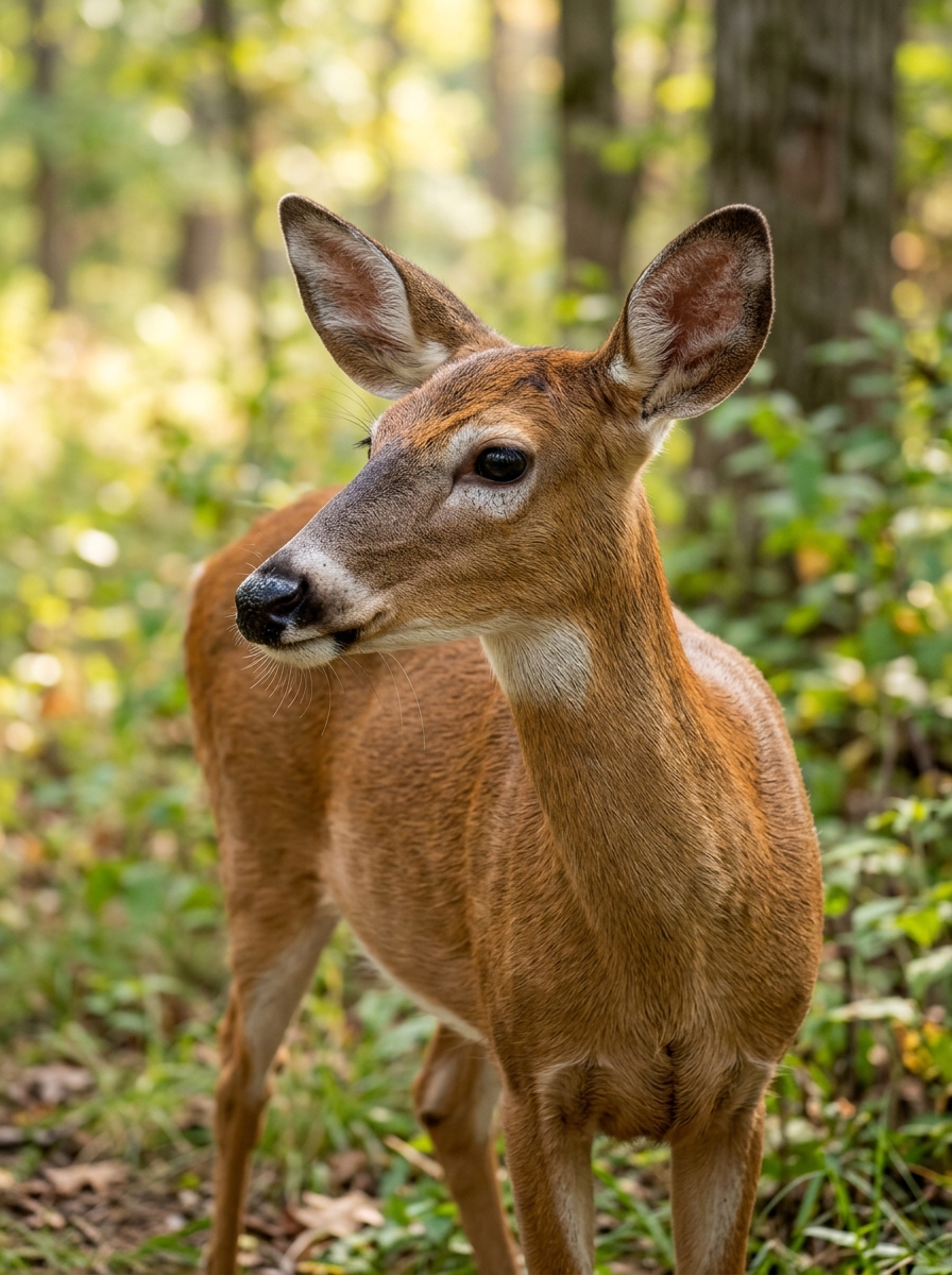 Deer with large ears and nose visible