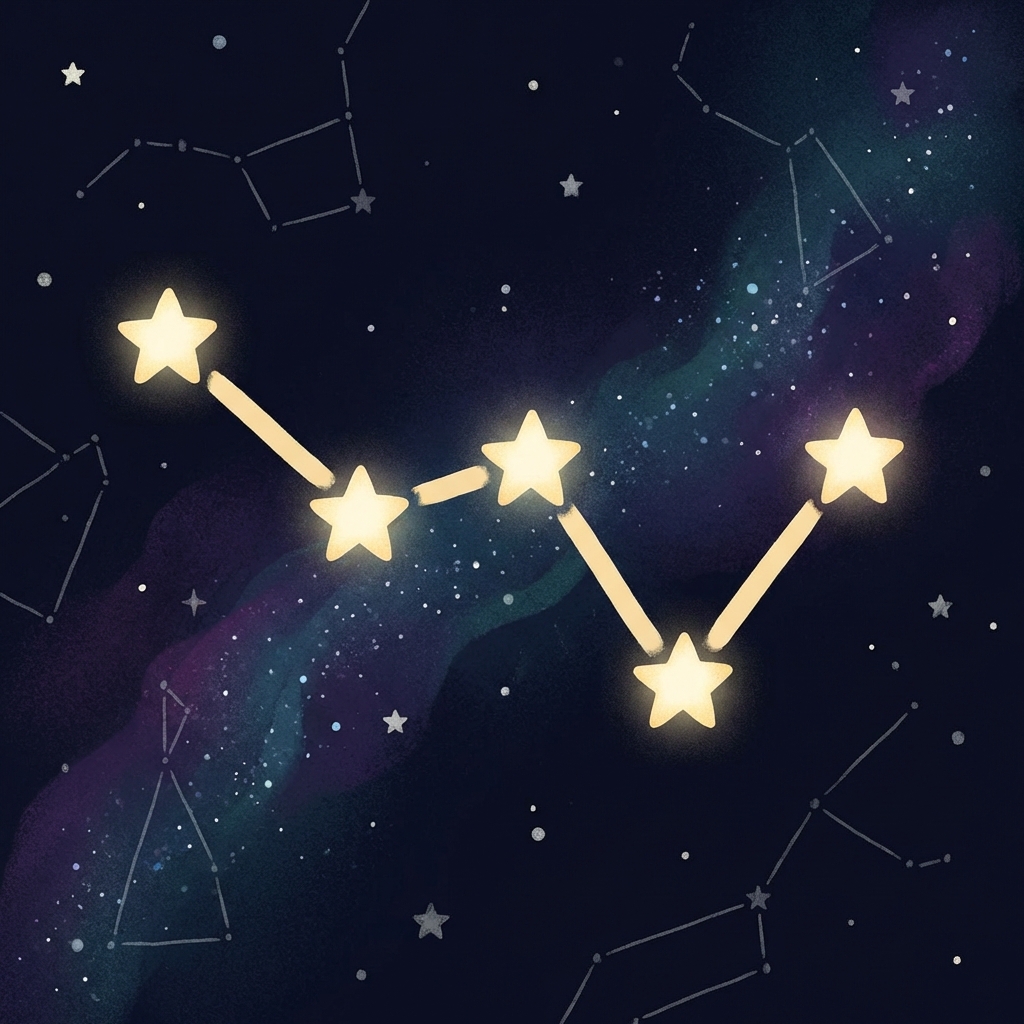 Cassiopeia constellation card
