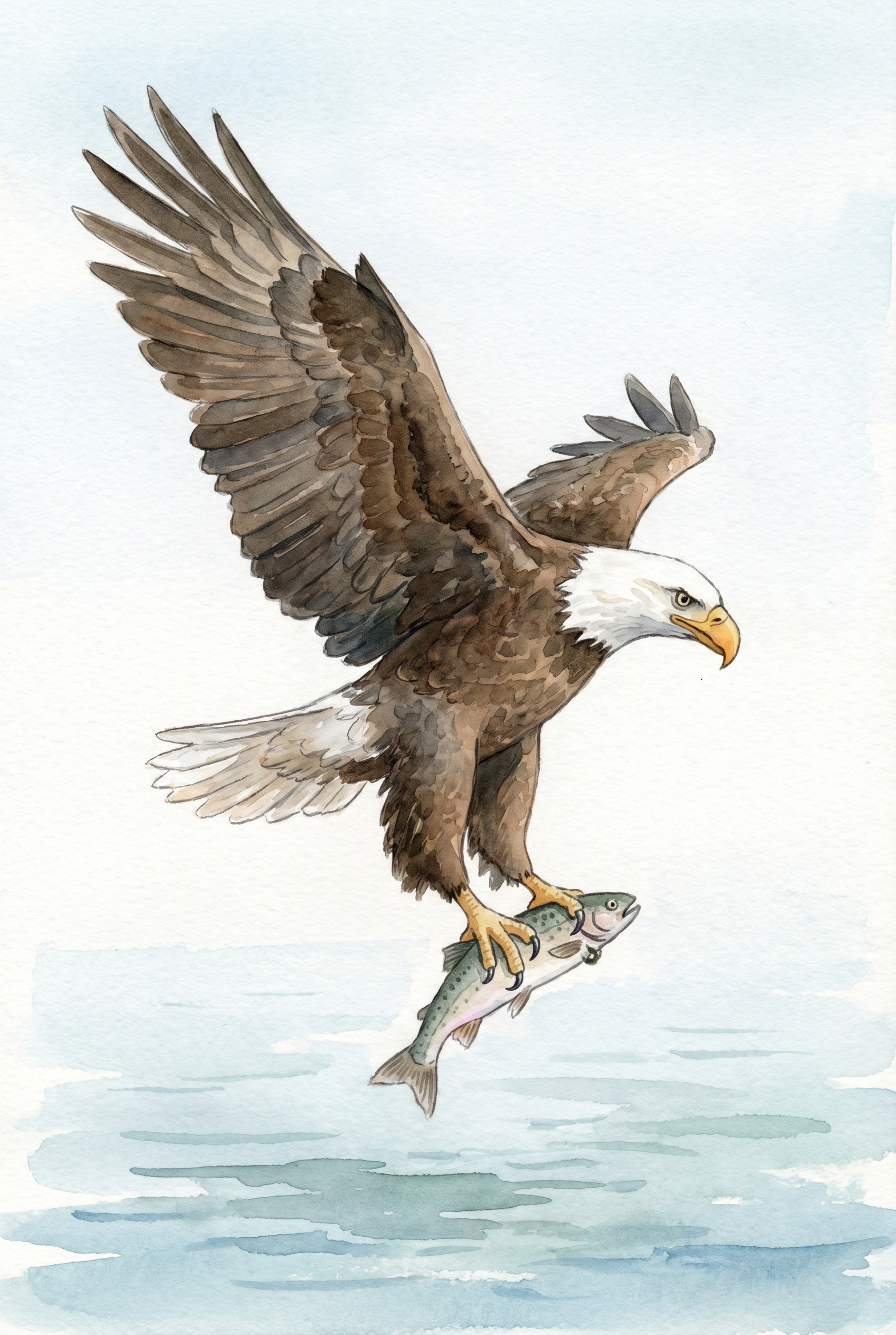Eagle using its talons and hooked beak to catch food.
