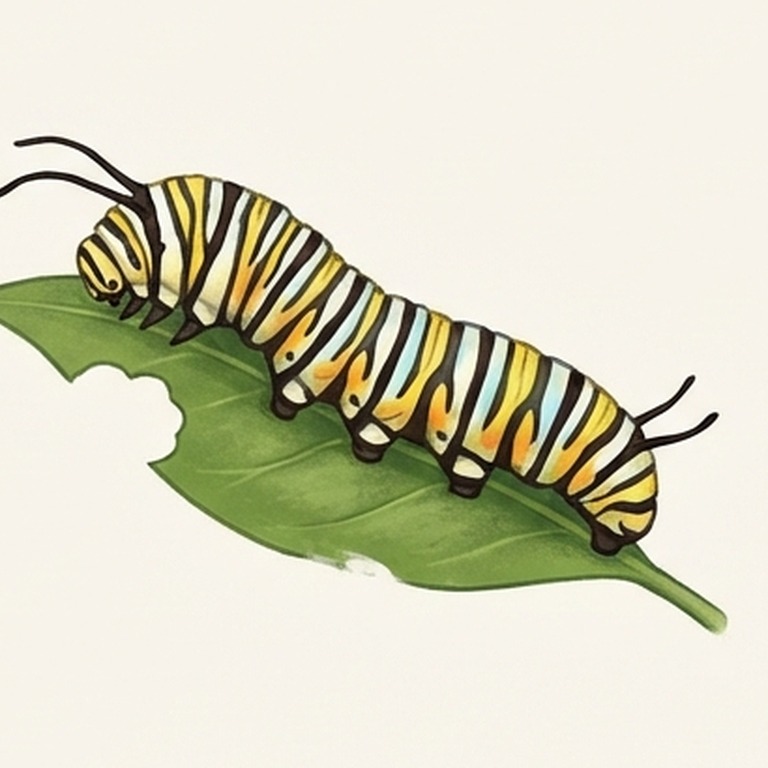 Butterfly caterpillar on a leaf.