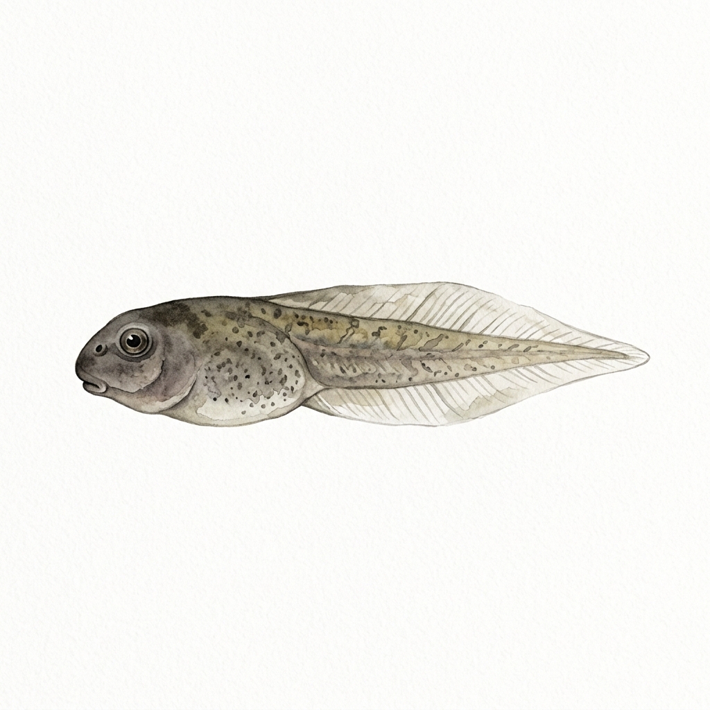 Tadpole swimming in water.