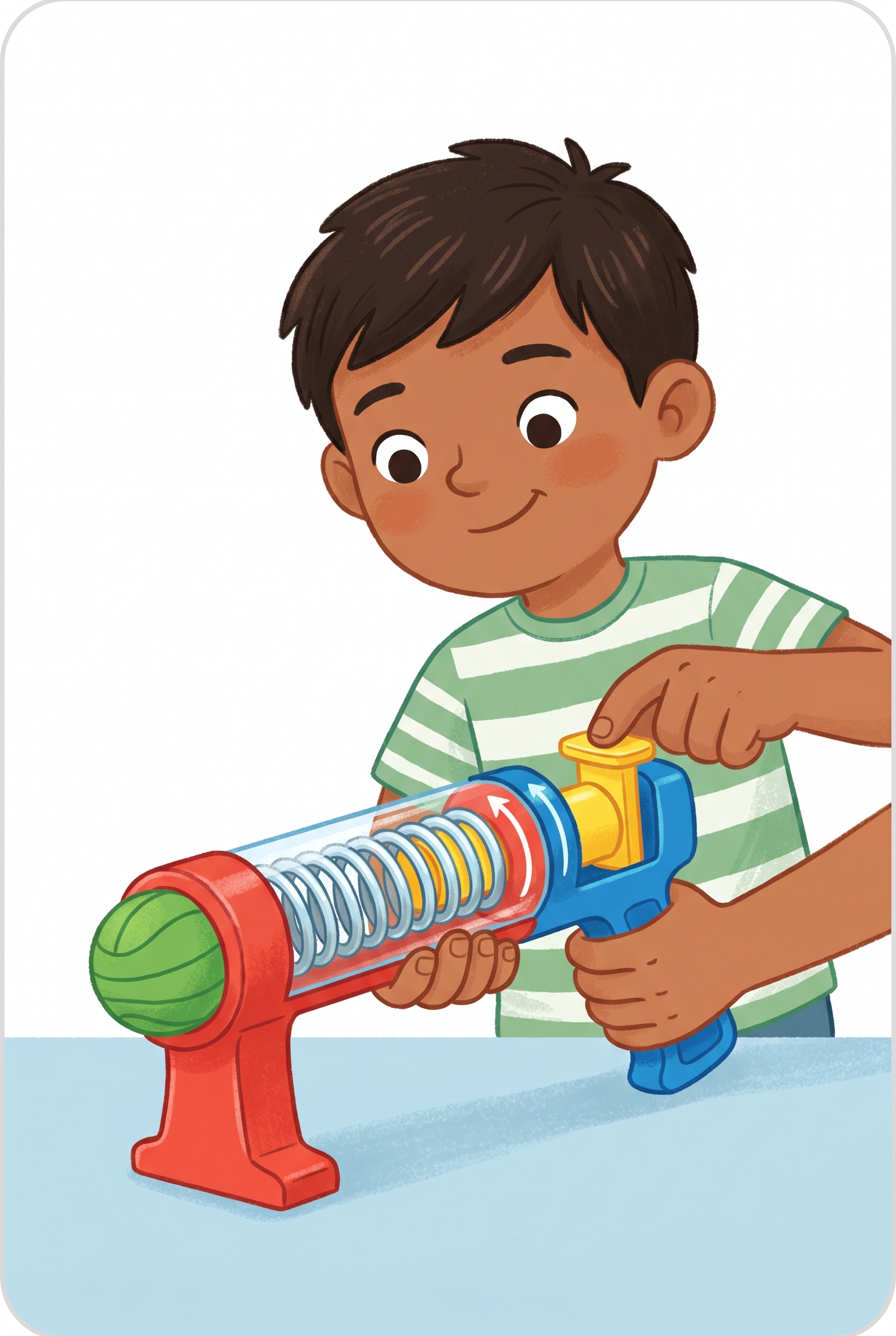 Card showing a compressed spring
