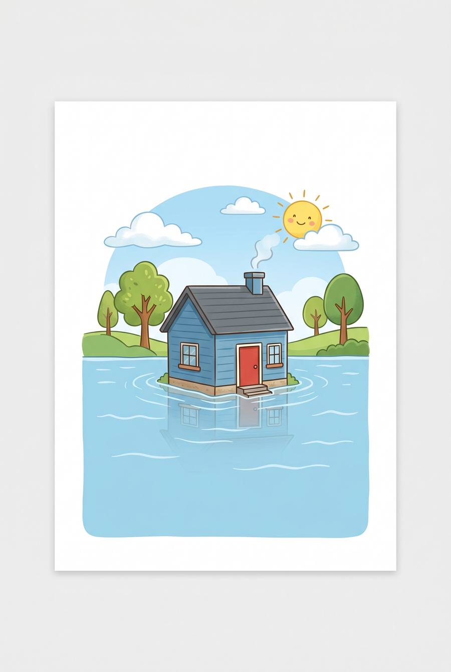Floodwater around a home